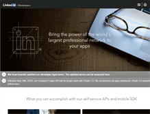 Tablet Screenshot of developer.linkedin.com